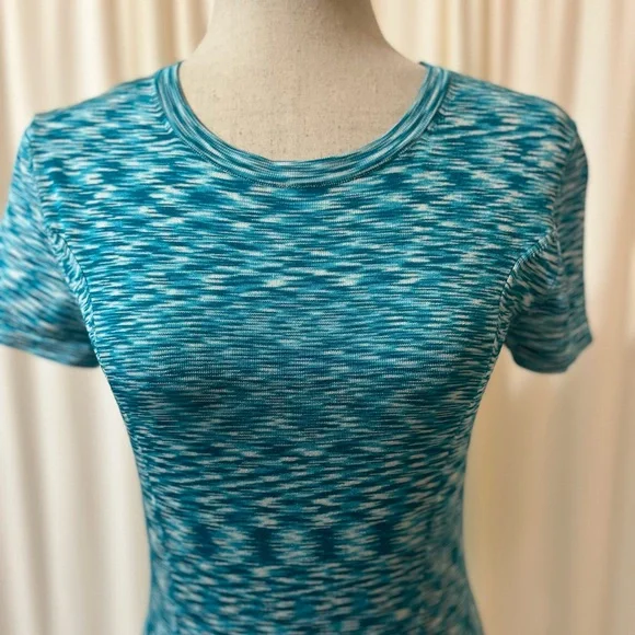 Michael Kors Turquoise Space Dyed Patterned Knit Midi Dress - Picture 3 of 7